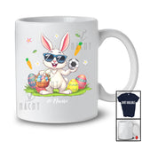 Personalized Happy Easter; Joyful Bunny Playing Soccer; Custom Name Player Egg Hunting T-Shirt