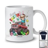 Personalized Happy Easter; Joyful Easter Day Custom Name Bunny Dabbing Boy Monster Truck T-Shirt