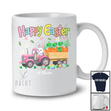 Personalized Happy Easter; Lovely Bunny Driving Tractor Custom Name Driver Farmer; Carrot Egg T-Shirt