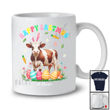 Personalized Happy Eastmoo; Joyful Easter Bunny Cow Hunting Egg; Custom Name Farm Farmer T-Shirt