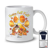 Personalized Happy Fall Y'all; Lovely Thanksgiving Custom Name Turkey Corgi Paws; Fall Leaf T-Shirt