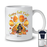 Personalized Happy Fall Y'all; Lovely Thanksgiving Custom Name Turkey Dachshund Paws; Fall Leaf T-Shirt