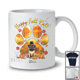 Personalized Happy Fall Y'all; Lovely Thanksgiving Custom Name Turkey Pug Paws; Fall Leaf T-Shirt