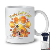 Personalized Happy Fall Y'all; Lovely Thanksgiving Custom Name Turkey Whippet Paws; Fall Leaf T-Shirt