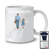 Personalized Happy Father's Day, Lovely Custom Name Dad Daughter, Footprint Follow Family T-Shirt