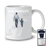 Personalized Happy Father's Day, Lovely Custom Name Dad Son, Footprint Follow Family T-Shirt