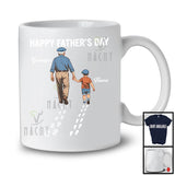 Personalized Happy Father's Day, Lovely Custom Name Grandpa Grandson, Footprint Family T-Shirt