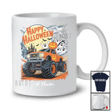 Personalized Happy Halloween; Humorous Custom Name Pumpkin Boo Ghost On Monster Truck T-Shirt