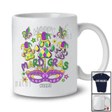 Personalized Happy Mardi Gras; Joyful Three Dog Paws Beads; Custom Name Family Parade T-Shirt