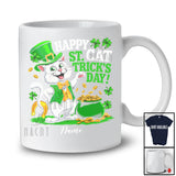 Personalized Happy St. Cat trick's Day; Awesome St. Patrick's Day Shamrocks Custom Name Cat T-Shirt