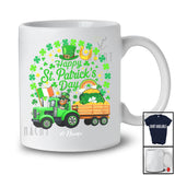 Personalized Happy St. Patrick's Day; Joyful Leprechaun Driving Tractor; Custom Name Driver T-Shirt