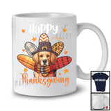Personalized Happy Thanksgiving; Adorable Custom Name Golden Retriever Plaid Turkey Tail; Family T-Shirt
