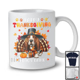 Personalized Happy Thanksgiving; Amazing Custom Name Turkey Basset Hound; Fall Leaves T-Shirt
