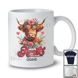 Personalized Heifer Aunt; Lovely Mother's Day Highland Cattle Cow; Floral Custom Name Farmer T-Shirt