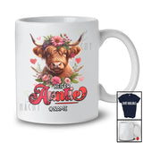 Personalized Heifer Auntie; Lovely Mother's Day Highland Cattle Cow; Floral Custom Name Farmer T-Shirt