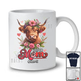 Personalized Heifer Mom; Lovely Mother's Day Highland Cattle Cow; Floral Custom Name Farmer T-Shirt