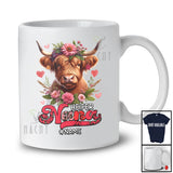 Personalized Heifer Nana; Lovely Mother's Day Highland Cattle Cow; Floral Custom Name Farmer T-Shirt