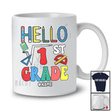 Personalized Hello 1st Grade; Amazing Back To School Square of 1 Custom Name Math Teacher T-Shirt