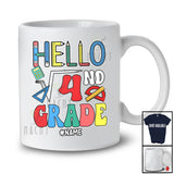 Personalized Hello 2nd Grade; Amazing Back To School Square of 4 Custom Name Math Teacher T-Shirt