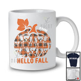 Personalized Hello Fall; Cute Halloween Thanksgiving Pumpkin Shape Plaid; Custom Name Cow T-Shirt