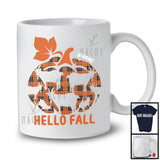 Personalized Hello Fall; Cute Halloween Thanksgiving Pumpkin Shape Plaid; Custom Name Goat T-Shirt