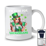 Personalized Here for Shenanigans; Amazing St. Patrick's Day Custom Name Irish Girl Drinking Beer T-Shirt
