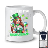 Personalized Here for Shenanigans; Amazing St. Patrick's Day Custom Name Irish Girl Drinking Wine T-Shirt