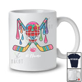 Personalized Hockey; Colorful Drip Hockey Equipment; Custom Name Boys Girls Player Team T-Shirt