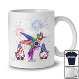 Personalized Hummingbird Headband US Flag; Adorable 4th of July Custom Name Patriotic Sunflower T-Shirt