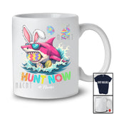 Personalized Hunt Now; Awesome Easter Bunny Shark Sunglasses Hunting Eggs; Family T-Shirt