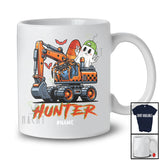 Personalized Hunter; Amazing Halloween Boo Ghost Spider On Excavator; Custom Name Boy Family T-Shirt