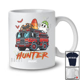 Personalized Hunter; Amazing Halloween Boo Ghost Spider On Firetruck; Custom Name Boy Family T-Shirt
