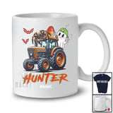 Personalized Hunter; Amazing Halloween Boo Ghost Spider On Tractor; Custom Name Boy Family T-Shirt