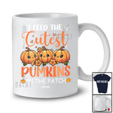 Personalized I Feed The Cutest Pumpkins; Lovely Thanksgiving Custom Name Lunch Lady Three Pumpkins T-Shirt
