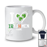 Personalized I Heart Irish Men; Lovely St. Patrick's Day Shamrocks; Custom Name Family T-Shirt