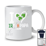 Personalized I Heart Irish Papa; Lovely St. Patrick's Day Shamrocks; Custom Name Family T-Shirt