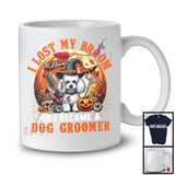 Personalized I Lost My Broom I Became A Dog Groomer; Scary Halloween Custom Name Jobs T-Shirt