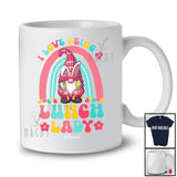 Personalized I Love Being A Lunch Lady; Lovely Easter Custom Name Gnome Plaid; Family T-Shirt