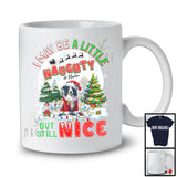Personalized I May Be A Little Naughty; Humorous Christmas Custom Name Border Collie Santa T-Shirt