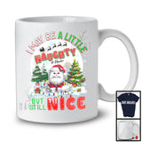 Personalized I May Be A Little Naughty; Humorous Christmas Custom Name Cat Santa T-Shirt