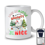Personalized I May Be A Little Naughty; Humorous Christmas Custom Name Chicken Santa T-Shirt