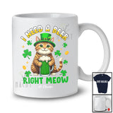 Personalized I Need A Beer Right Meow; Lovely St. Patrick's Day Custom Name Cat Drinking Beer T-Shirt