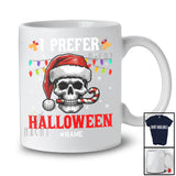 Personalized I Prefer Halloween; Amusing Christmas Santa Skull; Snowing Custom Name Family T-Shirt