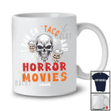 Personalized I Run On Coffee Horror Movies; Scary Halloween Custom Name Skull Coffee Lover T-Shirt