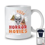 Personalized I Run On Pizza Horror Movies; Scary Halloween Custom Name Skull Food Lover T-Shirt