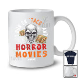 Personalized I Run On Taco Horror Movies; Scary Halloween Custom Name Skull Food Lover T-Shirt