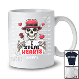 Personalized I Steal Hearts; Lovely Valentine Custom Name Skeleton Skull; Family Group T-Shirt