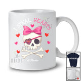 Personalized I Steal Hearts; Lovely Valentine Leopard Pirate Skull; Custom Name Girl Couple T-Shirt