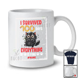 Personalized I Survived 100 Days Of School; Adorable Cat Custom Name Students Teacher T-Shirt