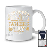 Personalized I Survived My 1st Father's Day; Awesome Custom Name New Dad Heart; Family T-Shirt